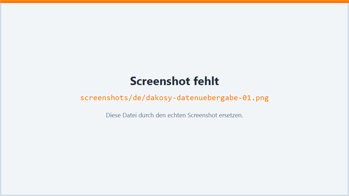 Screenshot: Datenübergabe