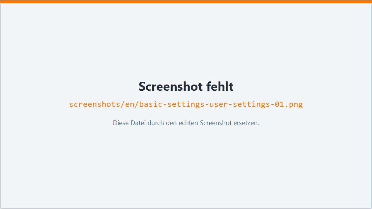 Screenshot: User settings