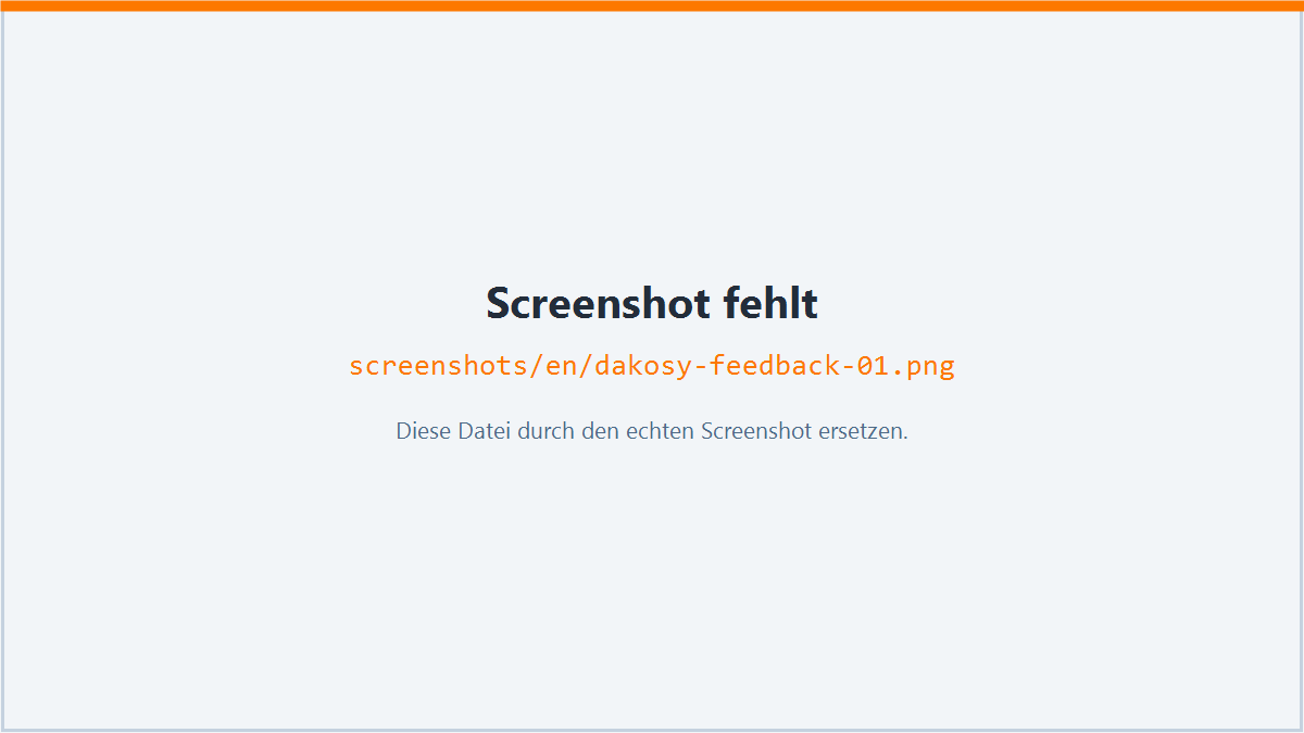 Screenshot: Feedback and status