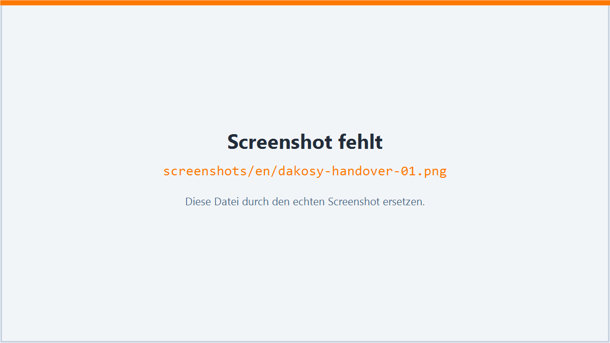 Screenshot: Data handover
