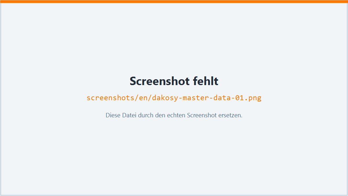 Screenshot: Master data and mappings